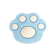 Bear Paw Food Grade Eco-Friendly Silicone Focal Beads, Chewing Beads For Teethers, Sky Blue, 28.5mm(PW-WG35619-03)
