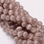 Cat Eye Bead Strands, Round, Rosy Brown, 10mm, Hole: 1.5mm, about 40pcs/strand, 15.5 inch(CE-M011-10mm-26)