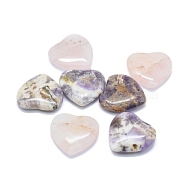 Natural Amethyst/Rose Quartz Heart Love Stone, Pocket Palm Stone for Reiki Balancing, 29~30x29~30x7~8mm(G-F678-30)