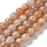 Natural Sunstone Beads Strands, Grade A+, Round, 10mm, Hole: 0.9mm~1mm, about 19~20pcs/Strand, 7.28 inch~7.67 inch(18.5cm~19.5cm)(G-N327-01C-03)