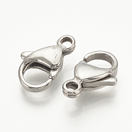 304 Stainless Steel Lobster Claw Clasps, Stainless Steel Color, 15x9x4mm, Hole: 2mm(X-STAS-S076-71B)