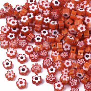 Glass Beads, Flower, Tomato, 4~6x4~6x2~3mm, Hole: 1mm(GLAA-T019-16-A02)