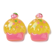 Translucent Resin Decoden Cabochons, Cupcake with Star, Yellow, 17.5x14.5x6mm(CRES-D018-03A)