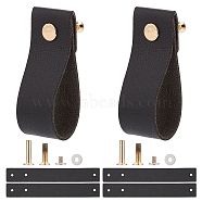 Imitation Leather Cabinet Handle, Drawer Pull, with Screws, Black, 75x26mm(DIY-WH0258-80C)