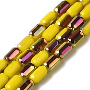 Electroplate Glass Beads Strands, Faceted, AB Color, Column, Yellow, 3x5mm, Hole: 1mm, about 79pcs/strand, 16.5 inch(42cm)(EGLA-D031-01-22)