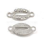 Alloy Connector Charms with Crystal Rhinestone, Oval Links, Nickel, Platinum, 8x18.5x2.5mm, Hole: 1.8mm(FIND-H039-74P)
