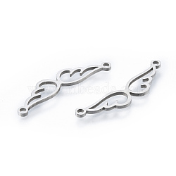 201 Stainless Steel Connector Charms, Wing, Stainless Steel Color, 7x28.5x1mm, Hole: 1.4mm(STAS-N090-LA936-1)
