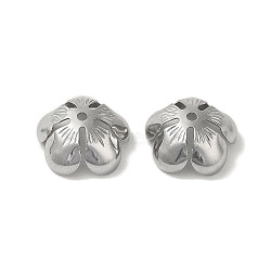 Non-Tarnish 304 Stainless Steel Bead Caps, Flower, Stainless Steel Color, 13.5x4mm, Hole: 1.2mm(STAS-P363-04B-P)