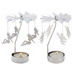 Gorgecraft 2 Sets 2 Style Stainless Steel Rotating Butterfly Tealight Candle Holder, for Candle Lover, Romantic Wedding, Christmas Party, Mixed Color, 1 set/style(DJEW-GF0001-21)