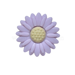 Food Grade Eco-Friendly Silicone Focal Beads, Chewing Beads For Teethers, DIY Nursing Necklaces Making, Daisy, Lavender, 20x20mm(FIND-PW0005-04N)