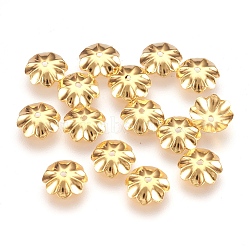 304 Stainless Steel Bead Caps, Flower, Multi-Petal, Golden, 8x2mm, Hole: 1mm(STAS-G176-44G)