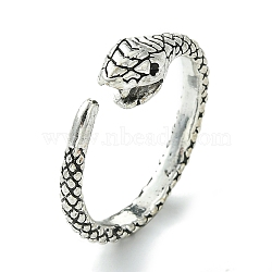 Snake Alloy Open Cuff Rings, Lead Free & Cadmium Free, Antique Silver, 6mm, Inner Diameter: 21mm(RJEW-K275-58AS)