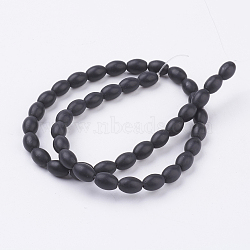 Synthetic Black Stone Beads Strands, Frosted, Barrel, Black, 9x6mm, Hole: 1mm, about 42pcs/strand, 14.7 inch(X-G-K229-02A)
