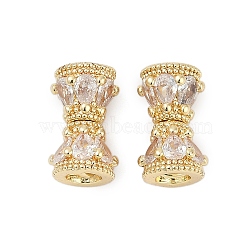 Brass Micro Pave Clear Cubic Zirconia Screw Clasps, Long-Lasting Plated, Rack Plating, Golden, 14mm, Hole: 3.5mm(KK-H202-02A-G)