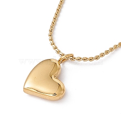 Heart Pendant Necklace with Twist Rope Chains, Ion Plating(IP) 304 Stainless Steel Jewelry for Women, Golden, 18.11 inch(46cm)(NJEW-G074-45G)