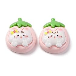 Cat Theme Opaque Resin Cabochons, Peach, 28.5x23.5x12mm(CRES-Z010-01A)