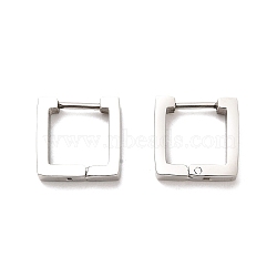 202 Stainless Steel Hoop Earrings, with 304 Stainless Steel Pins, Square, 12x3x12mm(EJEW-C076-06D-P)