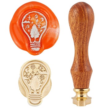 Wax Seal Envelope Gift Seal, with Rosewood Handle, Lightbulb, Golden, 2.5cm
