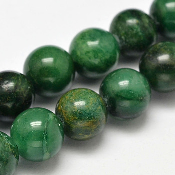  Natural African Jade Beads Strands, Round, 4mm, Hole: 1mm, about 92pcs/strand, 15.5 inch