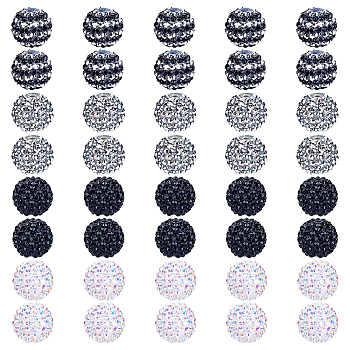 40Pcs 4 Colors Resin Rhinestone Beads, with Acrylic Round Beads Inside, for Bubblegum Jewelry, Mixed Color, 20x18mm, Hole: 2~2.5mm, 10pcs/color