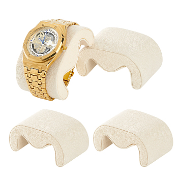 Velveteen Cloth Bracelet/Watch Pillow Jewelry Displays, M Shape, Beige, 7.35x4.75x3.55cm