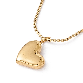 Heart Pendant Necklace with Twist Rope Chains, Ion Plating(IP) 304 Stainless Steel Jewelry for Women, Golden, 18.11 inch(46cm)