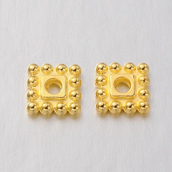 Tibetan Style Alloy Spacer Beads, Cadmium Free & Lead Free, Square, Golden, 7x7x2mm, hole: 2mm