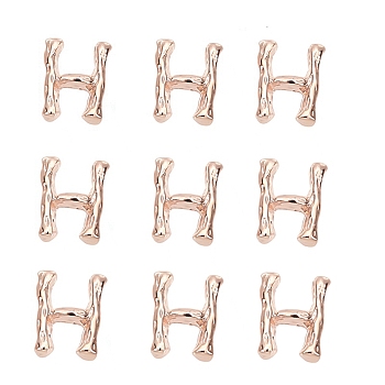 Alloy Cabochons, Nail Art Studs, Nail Art Decoration Accessories for Women, Rose Gold, Letter.H, 6x5x1mm