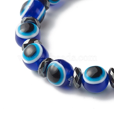 Evil Eye Resin Beads Stretch Bracelet for Girl Women(BJEW-JB06762-01)-5