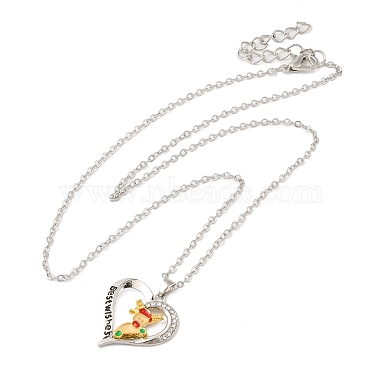 Heart with Word Best Wishes Zinc Alloy Pendant Necklaces for Christmas(NJEW-M203-02B-GP)-3