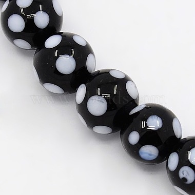 10mm Black Round Lampwork Beads