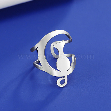 304 Stainless Steel Open Cuff Ring(RJEW-F149-03P)-5