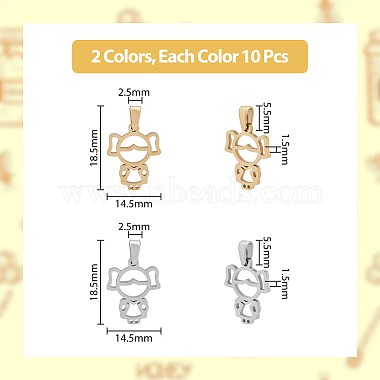 20Pcs 2 Colors 304 Stainless Steel Pendants(STAS-DC0013-40)-2