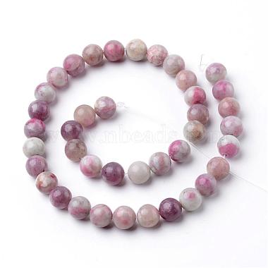 Dyed Round Natural Pink Tourmaline Beads Strands(G-K089-10mm-05)-2