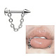 304 Stainless Steel Spike Lip Labrets with Chains(FS-WG77CC5-03)-1