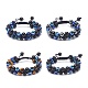 4Pcs 4 Style Natural Eyeless Obsidian & Mixed Gemstone & Resin Evil Eye Braided Bead Bracelets Set(BJEW-JB08840)-1