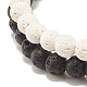 2Pcs 2 Style Natural Lava Rock(Dyed) Round Beaded Stretch Bracelets Set with Column Synthetic Hematite(BJEW-JB07578)-5
