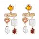 Imitating Pearl & Glass Heart & Teardrop Chandelier Earrings(JE1114B)-1
