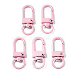 Spray Painted Eco-Friendly Alloy Swivel Snap Hooks Clasps, Cadmium Free & Nickel Free & Lead Free, Pink, 33.5x12.5x5mm, Hole: 5x9mm(PALLOY-T080-02K-NR)
