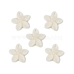 Freshwater Shell Pendants, Flower Charms, 29.5x31x3.5mm, Hole: 1.4mm(SHEL-T009-23)