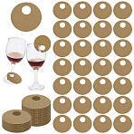 Kraft Paper Wine Glass Charms, Goblet Marker, Flat Round, Dark Goldenrod, 50x0.3mm, Inner Diameter: 14.7mm(AJEW-WH0248-688)