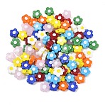 Handmade Lampwork Beads, Flower, Mixed Color, 14~14.5x15x8mm, Hole: 1.6mm(LA-CBAFE51-03)