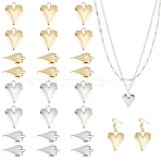 24Pcs 2 Colors Alloy Pendants, Heart, Platinum & Light Gold, 35x26.5x4mm, Hole: 4x8mm, 12pcs/color(FIND-CA0004-85)