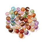 Baking Paint and Golden Metal Enlaced Glass Beads, Pumpkin, Mixed Color, 9.5mm, Hole: 1.2mm(GL-CBA1477-03)