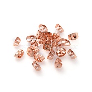 304 Stainless Steel Ear Nuts, Butterfly Earring Backs for Post Earrings, Rose Gold, 6x4.5x3mm, Hole: 0.8~1mm(STAS-L222-44RG)
