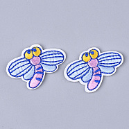 Computerized Embroidery Cloth Iron On Patches, Costume Accessories, Appliques, Dragonfly, Cornflower Blue, 28.5x39x1.5mm(FIND-T030-177)