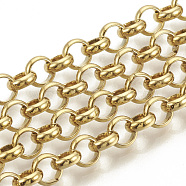 3.28 Feet Vacuum Plating 304 Stainless Steel Rolo Chains, Belcher Chain, Unwelded, Golden, 6x2mm(X-CHS-S001-02A)