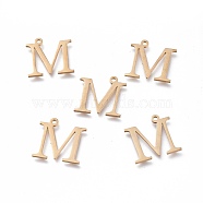 304 Stainless Steel Charms, Greek Alphabet, Golden, Letter.M, 14x14.5x1mm, Hole: 1.2mm(STAS-K215-12G)