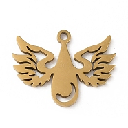 5Pcs 201 Stainless Steel Pendants, Laser Cut, Angel Charm, Golden, 13x17x1mm, Hole: 1.2mm(STAS-B064-17G)