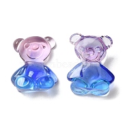 Transparent Epoxy Resin Cabochons, with Glitter Powder, Two Tone Bear, Blue, 22x17x8mm(CRES-Z002-11)